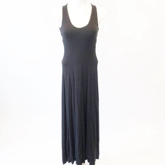 SITA Black Criss Cross Backless Maxi Dress Modal Spandex Tie Accent Medium - Picture 1 of 9